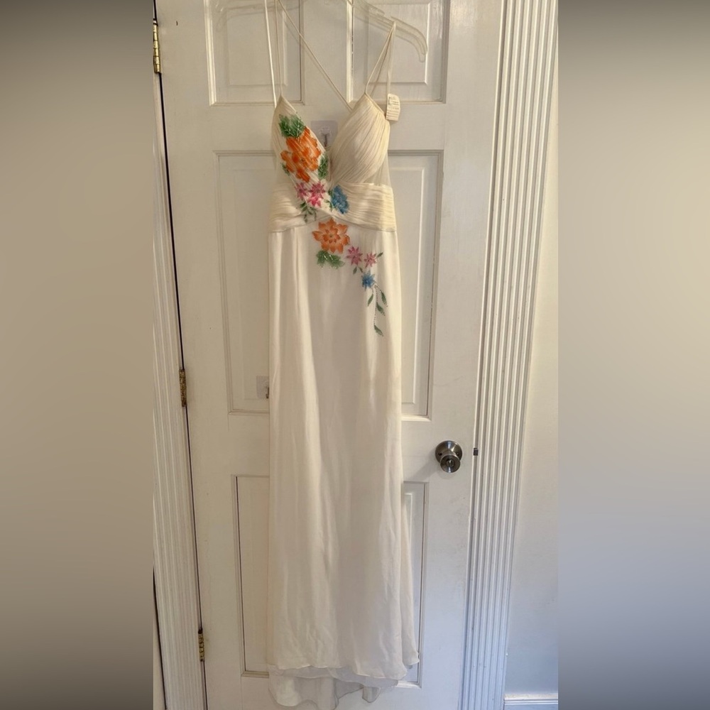 Vintage Jovani Floral Embroidered White Gown size 6
